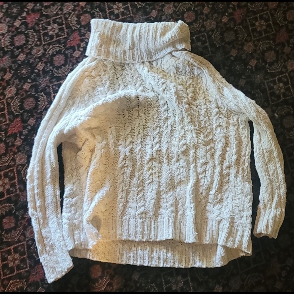 Free People Sweaters | Free People Cable Knit Sweater | Color: Cream/White